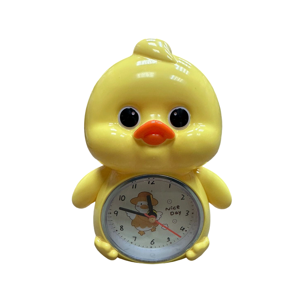 14 (1) Duck Design Acrylic Alarm Clock, Battery Operated, Yellow - Image 1