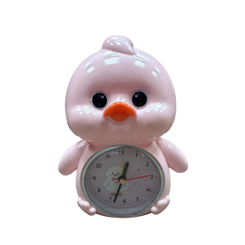 9 (2) Duck Design Acrylic Alarm Clock, Battery Operated, Light Pink - Image 1