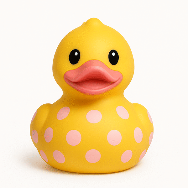 Classic Yellow Duck with Pink Dots 8cm