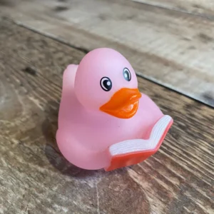 Pink Reading Rubber Duck 5cm - Image 2