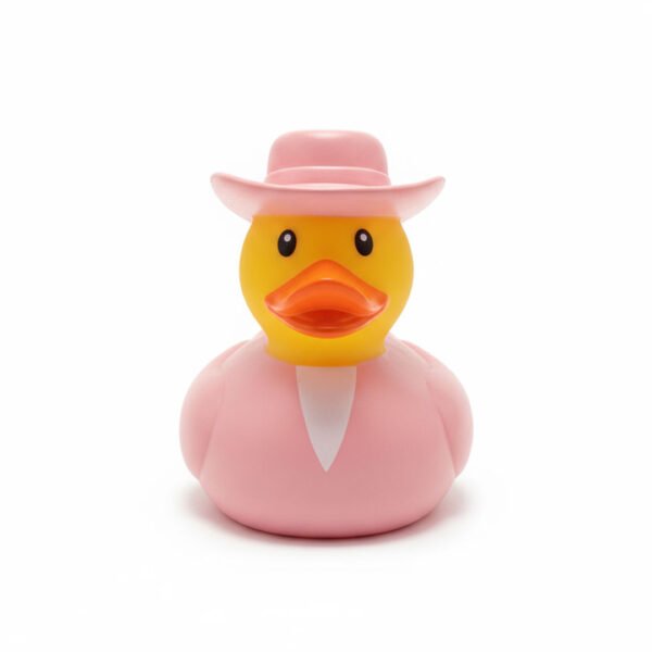 Elegant Rubber Duck with Pink Cap 8cm