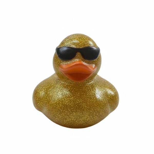 Glitter Gold Rubber Duck with Glasses 5cm
