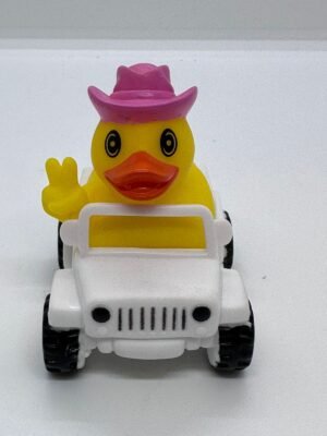 WHITE JEEB CAR WITH COOL DUCK 8CM